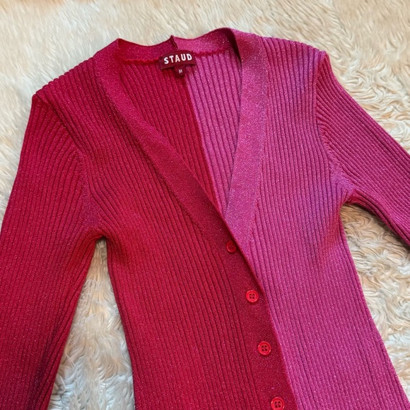 STAUD Red and Pink Ribbed Knit Dress - Picture 4 of 5